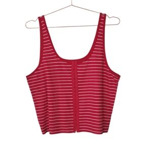 Pilcro ANTHROPOLOGIE Red White Stripe Scoop Neck Tank Top Size XL